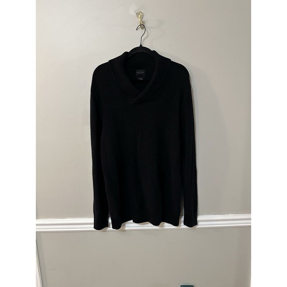 H&M mens Black Sweater Size Large/G Shawl‎ Collar